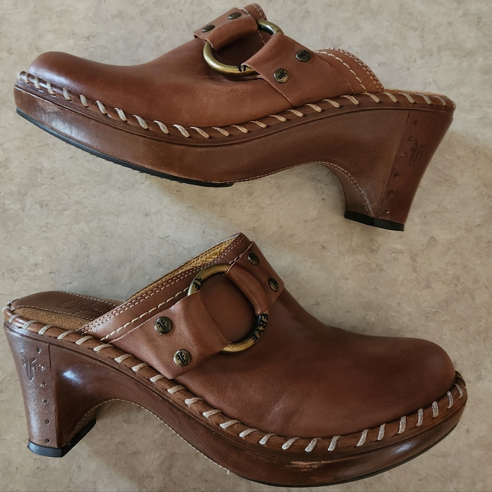 Frye Brown Leather Women's Clogs
